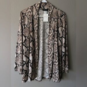 Sea & Anchor Womens Open Front Snakeskin Print Cardigan Jacket Size 1X